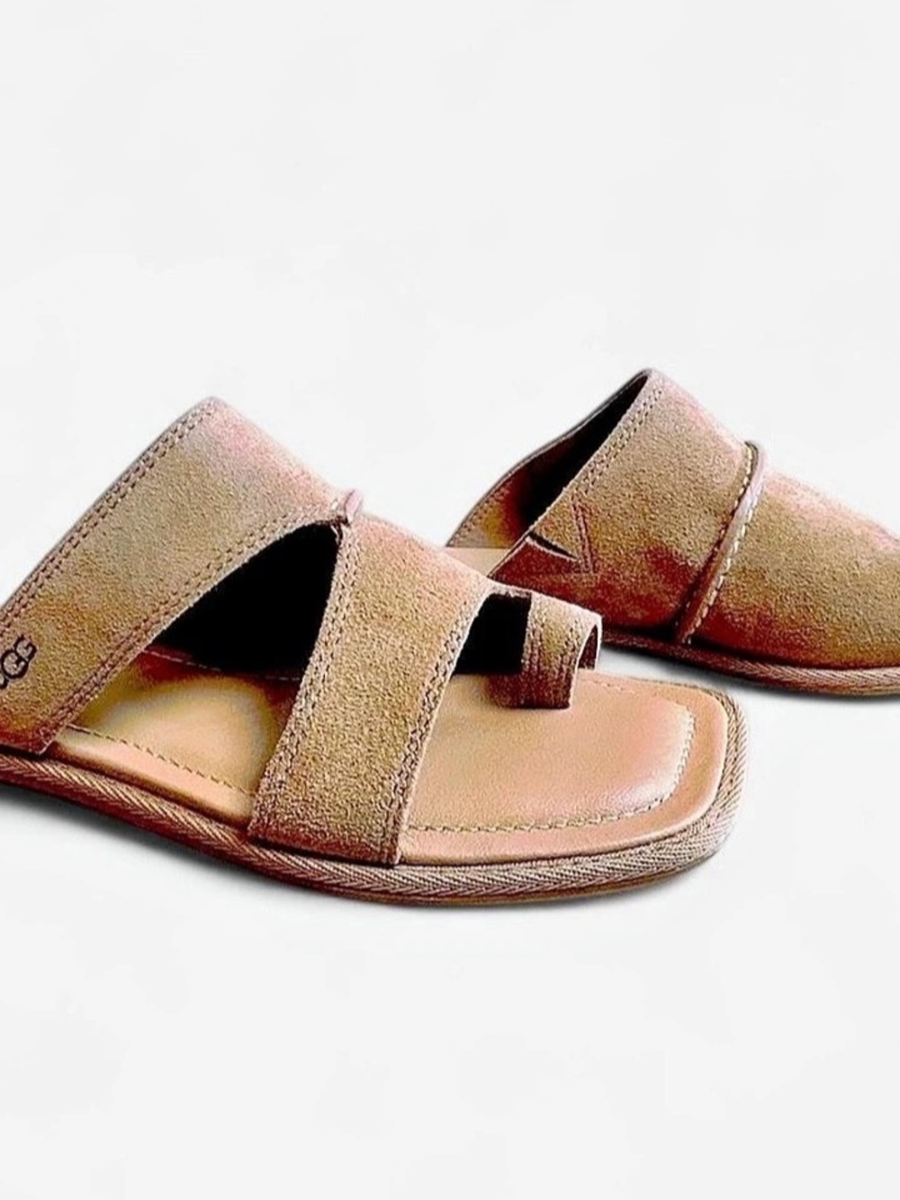 UGG Delray Chestnut Suede Toe Loop Slide Flat Sandals Women's Size 7 Boho Chic E